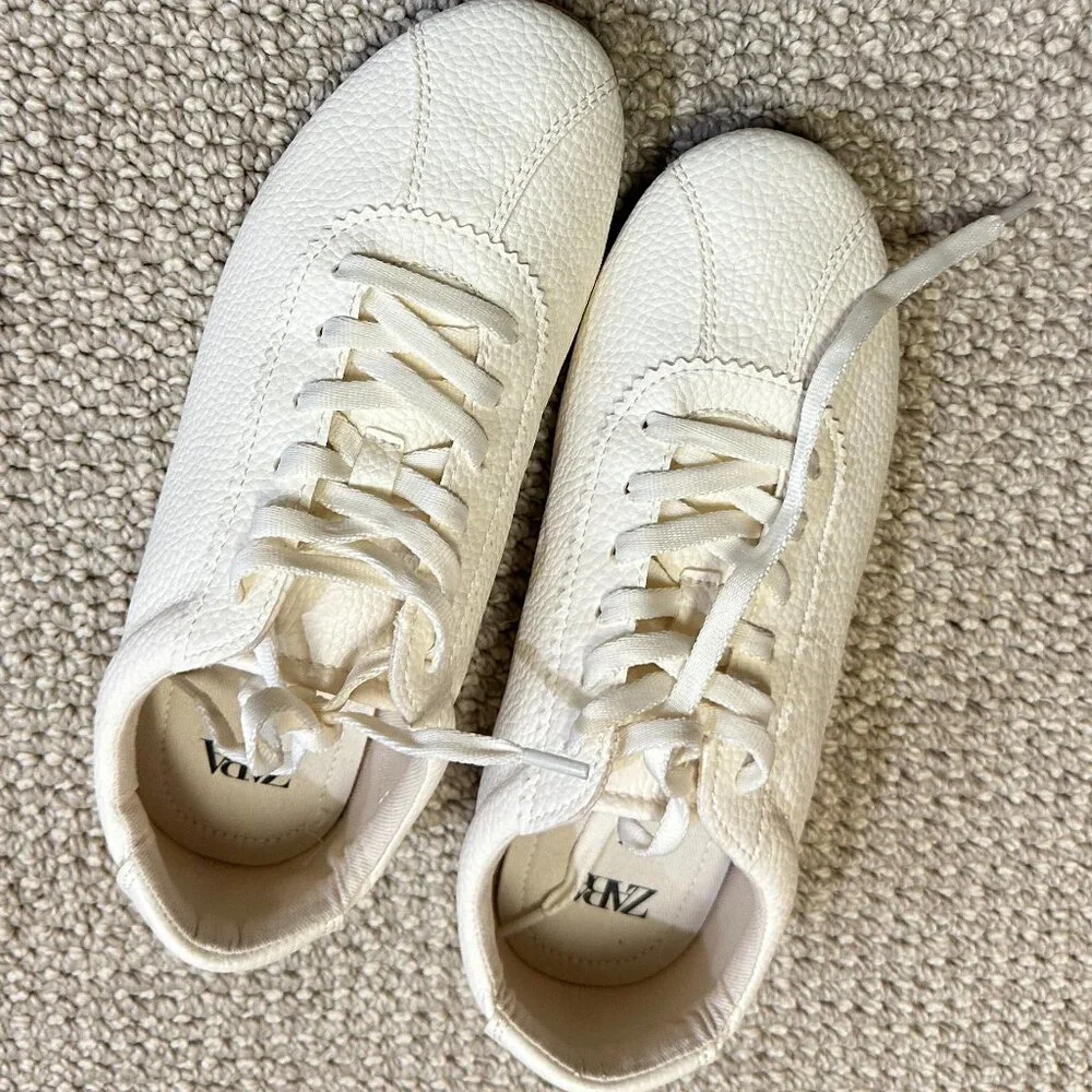 ZARA DERBY STYLE SNEAKERS WHITE - 37 - Picture 3 of 5